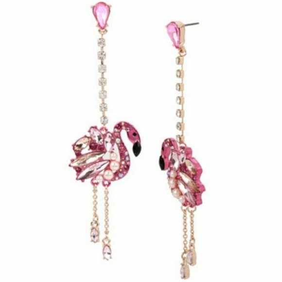 Betsey Johnson Jewelry - Betsey Johnson FLAMINGO DROP EARRINGS